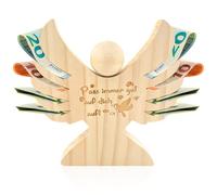 GreenYeah angelo in legno con incisione per angelo custode del battesimo, statuetta decorativa di angelo in legno personalizzata, idea regalo di angelo in legno per la comunione