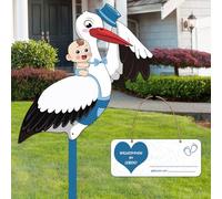 GreenYeah Cicogna a Sonaglio per Bambini, Cicogna Nascita per Esterni, Set di Cicogna a Sonagli per La Nascita, Grande Carina Cicogna a Sonagli in Legno, Cicogna Grande in Legno100 CM Altezza(Blu)