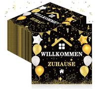 GreenYeah Tovaglioli di benvenuto a casa, 100 pezzi tovaglioli di benvenuto a casa come decorazione da tavola, tovaglioli di carta con motivo “Welcome home”, decorazione per feste di benvenuto a casa