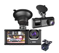 Greethga 3 Obiettivo della Fotocamera Auto DVR 3 Canali Dash Cam Anteriore e Posteriore Interno Dashcam HD 1080P Videoregistratore Visione Notturna