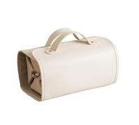 Greethga Borsa da viaggio per trucchi di grande capacità, con design pieghevole, impermeabile, per articoli da toeletta e trucchi, colore: bianco crema