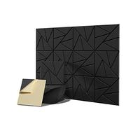 Greethga Confezione da 12 pannelli acustici in schiuma ad alta densità con autoadesivi, 30,5 x 30,5 x 1,0 cm, colore nero