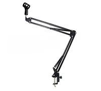 Greethga Supporto per microfono regolabile in metallo, braccio di sospensione a forbice con supporto per microfono, clip di montaggio può essere piegato