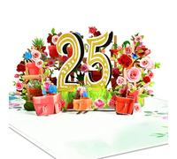 GREETING ART Biglietto di auguri di compleanno 25 anni 25 biglietti di compleanno 3D pop-up 25 compleanno, biglietto di auguri per ragazze e ragazzi amici