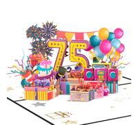 GREETING ART Biglietto pop-up 75° compleanno, regalo di compleanno, 75° compleanno, per mamma e papà, nonna e nonno