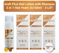 Greft Plus Lozione per Capelli con Shampoo, Schiuma per Capelli 2 in 1 3x150m...