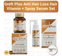 Greft Plus Set di capelli anti perdita di capelli (60 vitamine + siero spray ...
