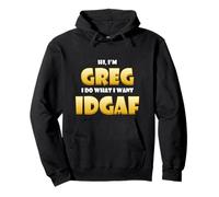 Greg Costume IDGAF Meme Personalized Greg First Name Gregory Felpa con Cappuccio