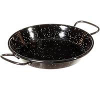 GREGORIOSTORE Padella per Spaghetti all'Assassina in Ferro Smaltato, Tegame Tradizionale Stile Paella, Nero con Puntini Bianchi, con Manici (15 cm)