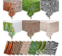 Grehge mal - Tovaglia per feste a tema animali della giungla, zoo, leopardo, tigre, zebra, giraffa, foglia di palma, decorazione per compleanno, baby shower, feste (sei stili)