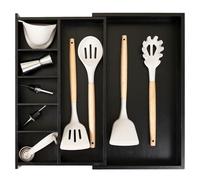 Grehge ustable Kitchen Drawer Organiser per utensili e spazzatura, espandibile fino a 28 pollici, 9 scomparti, 100% bambù