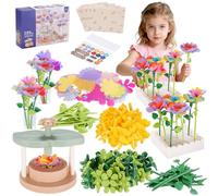 Greitsyy Laboratorio dei Fiori Bambini, DIY Kit Composizione Bouquet, con Macchina per la Produzione di Fiori Bambini, Kit Creativo Regalo Bimba Giocattoli Educativo Bimba 4 5 6 7 8+ Anni