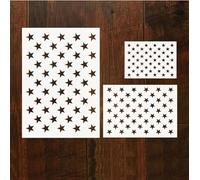 Grekywin 3 stencil con 50 stelle - 37,6 x 26,7 cm, 17,8 x 25,4 cm, 12,7 x 17,8 cm, 3 diverse dimensioni per pittura a spruzzo, pittura a rullo in spugna, disegno a pastello, artigianato fai da te