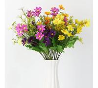 Grekywin 4 fasci di margherite artificiali in tessuto di plastica per interni ed esterni, crisantemo decorativo in vaso, fiori finti per matrimoni, decorazione della casa, 32 cm