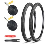 GRELiving Set di 2 pneumatici per bici da strada, 700 x 28/32/35c, pneumatici pieghevoli con valvola Presta FV48 camere d'aria e leva per pneumatici, adatto per bici da strada, bici da città, bici da