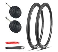 GRELiving Set di 2 pneumatici per bici da strada, 700 x 35 C, pneumatici pieghevoli 37-622 con valvola Presta FV48 camere d'aria e leva per pneumatici, adatto per bici da strada, bici da città, bici