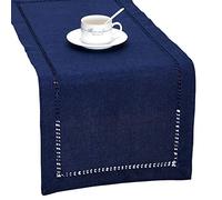 Grelucgo Runner da tavola rettangolare o sciarpa da comò a mano in tinta unita blu navy (35,6 x 183,8 cm)
