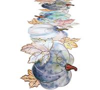 Grelucgo Runner da tavolo con zucche autunnali blu, sciarpa da tavolo per il Ringraziamento, decorazione per cucina e tavolo da pranzo autunnale (35,6 x 228,6 cm)