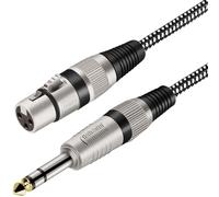 Greluma 1 PC Cavo XLR femmina da 1,5 m a 1/4 di pollice TS, cavo di interconnessione sbilanciato in nylon intrecciato XLR da 3 pin femmina a 6,35 mm TS maschio sbilanciato (conduttori in rame puro)