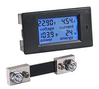 Greluma 1 Pezzo DC 6.5-100V 100A Display LCD Digital Current Voltage Power Energy Meter Multimetro Amperometro Voltmetro, 4 in 1 Digital Amp Volt Watt Kwh Meter Tester Gauge con Shunt
