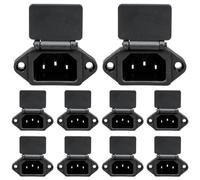 Greluma 10 Pz Adattatore per spina da pannello C14 con coperchio, presa di alimentazione per modulo di ingresso IEC a 3 pin AC 250V 10A