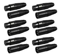 Greluma 12 pezzi Connettori XLR a 3 pin,connettori XLR maschio femmina,spina cavo microfono,presa audio microfono,alloggiamento nero