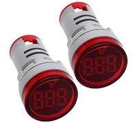 Greluma 2 pezzi 12-500 V AC Voltmetro digitale Misuratore di tensione Volt Gauge, 110 V 220 V 380 V Display a LED a colori rossi con testa tonda piccola da 22 mm