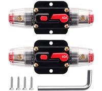 Greluma 2 Pezzi Fusibile di ripristino dell'interruttore automatico in linea da 40A,portafusibile di ripristino 12V-24V DC 40A con ripristino manuale per la protezione del audio automobilistico