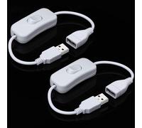 Greluma 2 Pz Cavo USB DC maschio-femmina con interruttore on/off - Colore bianco,estensione USB Interruttore a bilanciere in linea per registratore di guida,lampada da scrivania a LED,strisce LED