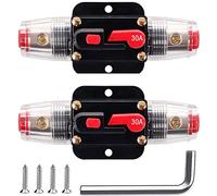 Greluma 2Pcs Fusibile di ripristino dell'interruttore automatico in linea da 30A, portafusibile di ripristino da 12V-24V DC 30A con ripristino manuale per la protezione del sistema audio per auto