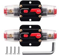 Greluma 2Pcs Fusibile di ripristino dell'interruttore automatico in linea da 60A, portafusibile di ripristino da 12V-24V DC 60A con ripristino manuale per la protezione del sistema audio per auto