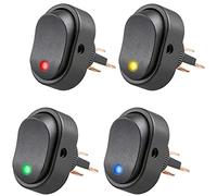 Greluma 4 Pcs Interruttore a levetta Interruttore a bilanciere Impermeabile LED Blu Verde Giallo Rosso Illuminato 3P SPST Controllo on-off per auto Camion Barca Marine Auto Moto, 12V 30A