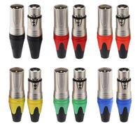 Greluma 6 paia Connettori XLR, Estremità XLR a 3 pin colorate, Microfono audio maschio/femmina Microfono Spina DMX Presa jack, Contatti in rame nichelato, Tipo a saldare