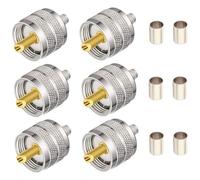 Greluma 6 Pezzi UHF PL-259 Maschio Plug Crimp Coax Adapter Connettore RF per RG58/U LMR195 Cavo Coassiale Compatibile con Ham Radio