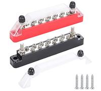 Greluma Blocco di distribuzione dell'alimentazione 12V con 2 prigionieri terminali da 1/4" (M6) e 12 viti terminali M4,morsettiera per barra bus,barra del bus positiva/negativa per barca autoveicoli