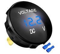 Greluma DC 12V 24V Indicatore voltmetro di ricambio per autoveicoli, misuratore di tensione LED digitale impermeabile 12V 24V 36V con display a colori blu, mini indicatore di monitoraggio batteria