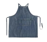 Grembiule anti-incrostazione in tela di jeans coreana resistente con tracolla regolabile e tasche(Blue)