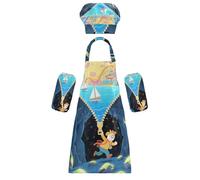 Grembiule artistico per bambini creativo con scritta in inglese "Inside the Zipper Moon", con tasche, per bambini dai 3 ai 12 anni, Il mondo dentro la luna cerniera, S
