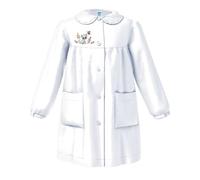 Grembiule Asilo Bambina SIGGI 33GR4025 Gattino-Farfalla-Fiori Bottoni, Bianco 2