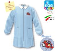 Grembiule Asilo Cerniera Siggi 4 Anni Azzurro Quadretti Bambino 104 cm tg.55 Aut
