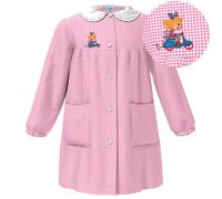 Siggi Happy School Grembiule Asilo Bambina Con Bottoni Disegno Bimba Sullo Scooter, 33GR4027, Bianco Rosa (Bianco Rosa, 2 Anni 92 cm)