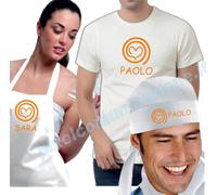 GREMBIULE BANDANA T SHIRT CHEF PERSONALIZZATO NOME CUCINA MASTERCHEF CUORE LOVE