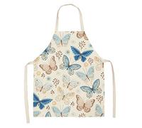 Grembiule Barbecue Uomo Elegante Blu Beige Grembiule Cucina Uomo Cotone Lino Grembiule Cucina Donna per Giardinaggio Caffè Grembiule Masterchef Lavabile Grembiule Cucina 68x55 cm