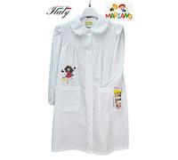 Grembiule bimba bianco ricamato per scuola materna ed elementare MARIANO