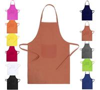 Grembiule Colorato Lungo Uomo Donna in Cotone Bar Cameriere Casa Tasche Lacci (MARRONE)