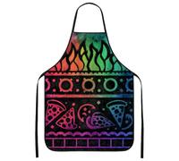 Grembiule colorato per cucinare, grembiule da cucina con motivo arcobaleno e fiamme, grembiule da chef estivo, per barbecue e feste, regolabile, lavabile per grigliate, Arcobaleno, 24x31 Inch