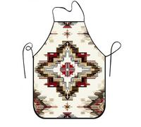 Grembiule con motivo geometrico per cucinare, grembiule da cucina artistico moderno per barbecue, giardinaggio e lavoro da chef, Crema, 24x31 Inch