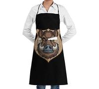 Grembiule con Pettorina,Grembiule Tascabile,Uomo/Donna Grembiuli da Cucina,Testa di Cinghiale Divertente Grembiule,Grembiule da Cucina,Grembiuli Personalizzati per Barbecue