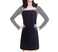 Grembiule con tasche per donne e uomini - Grembiule in tela di cotone regolabile a forma di H doppia tracolla impermeabile grembiule da cucina facile da indossare per cucine, cuochi, barbecue, ristoranti, tagli di capelli, nero