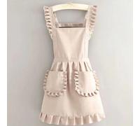 Grembiule coreana, impermeabile e resistente alle macchie, grembiule con gonna in pizzo decorativa, grembiule nero resistente alle macchie, senza maniche, adatto per casa, cucina, negozio di unghie, c